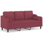 vidaXL Canapea cu 3 locuri cu pernuțe, roșu vin, 180 cm, textil