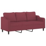 vidaXL Canapea cu 3 locuri cu pernuțe, roșu vin, 180 cm, textil
