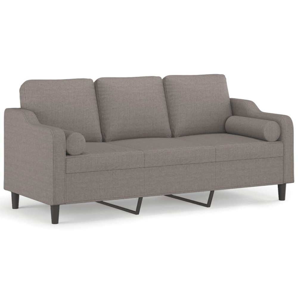 vidaXL Canapea cu 3 locuri cu pernuțe, gri taupe, 180 cm, textil