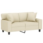 vidaXL Canapea cu 2 locuri cu pernuțe, crem, 120 cm, piele ecologică vidaXL Canapea cu 2 locuri cu pernuțe, crem, 120 cm, piele ecologică