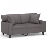 vidaXL Canapea cu 2 locuri cu pernuțe, gri, 120 cm, piele ecologică