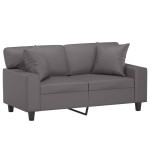 vidaXL Canapea cu 2 locuri cu pernuțe, gri, 120 cm, piele ecologică
