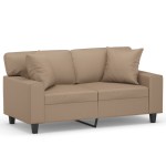 vidaXL Canapea cu 2 locuri cu pernuțe, cappuccino, 120 cm, piele eco. vidaXL Canapea cu 2 locuri cu pernuțe, cappuccino, 120 cm, piele eco.