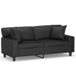 vidaXL Canapea cu 2 locuri cu pernuțe, negru, 140 cm, piele ecologică vidaXL Canapea cu 2 locuri cu pernuțe, negru, 140 cm, piele ecologică