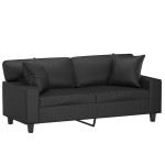 vidaXL Canapea cu 2 locuri cu pernuțe, negru, 140 cm, piele ecologică vidaXL Canapea cu 2 locuri cu pernuțe, negru, 140 cm, piele ecologică