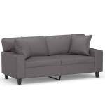 vidaXL Canapea cu 2 locuri cu pernuțe, gri, 140 cm, piele ecologică vidaXL Canapea cu 2 locuri cu pernuțe, gri, 140 cm, piele ecologică