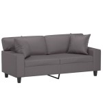 vidaXL Canapea cu 2 locuri cu pernuțe, gri, 140 cm, piele ecologică vidaXL Canapea cu 2 locuri cu pernuțe, gri, 140 cm, piele ecologică
