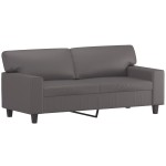vidaXL Canapea cu 2 locuri cu pernuțe, gri, 140 cm, piele ecologică vidaXL Canapea cu 2 locuri cu pernuțe, gri, 140 cm, piele ecologică