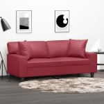 vidaXL Canapea cu 2 locuri cu pernuțe, roșu vin 140 cm piele ecologică vidaXL Canapea cu 2 locuri cu pernuțe, roșu vin 140 cm piele ecologică