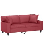 vidaXL Canapea cu 2 locuri cu pernuțe, roșu vin 140 cm piele ecologică vidaXL Canapea cu 2 locuri cu pernuțe, roșu vin 140 cm piele ecologică