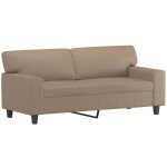 vidaXL Canapea cu 2 locuri cu pernuțe, cappuccino, 140 cm, piele eco. vidaXL Canapea cu 2 locuri cu pernuțe, cappuccino, 140 cm, piele eco.