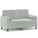 vidaXL Canapea cu 2 locuri cu pernuțe, gri deschis, 120 cm, catifea vidaXL Canapea cu 2 locuri cu pernuțe, gri deschis, 120 cm, catifea