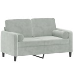 vidaXL Canapea cu 2 locuri cu pernuțe, gri deschis, 120 cm, catifea vidaXL Canapea cu 2 locuri cu pernuțe, gri deschis, 120 cm, catifea