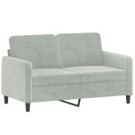 vidaXL Canapea cu 2 locuri cu pernuțe, gri deschis, 120 cm, catifea vidaXL Canapea cu 2 locuri cu pernuțe, gri deschis, 120 cm, catifea