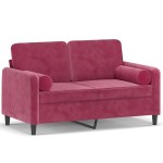 vidaXL Canapea cu 2 locuri cu pernuțe, roșu vin, 120 cm, catifea vidaXL Canapea cu 2 locuri cu pernuțe, roșu vin, 120 cm, catifea