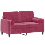 vidaXL Canapea cu 2 locuri cu pernuțe, roșu vin, 120 cm, catifea vidaXL Canapea cu 2 locuri cu pernuțe, roșu vin, 120 cm, catifea