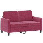 vidaXL Canapea cu 2 locuri cu pernuțe, roșu vin, 120 cm, catifea vidaXL Canapea cu 2 locuri cu pernuțe, roșu vin, 120 cm, catifea