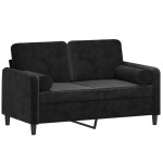 vidaXL Canapea cu 2 locuri cu pernuțe, negru, 120 cm, catifea vidaXL Canapea cu 2 locuri cu pernuțe, negru, 120 cm, catifea