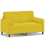 vidaXL Canapea cu 2 locuri cu pernuțe, galben, 120 cm, catifea vidaXL Canapea cu 2 locuri cu pernuțe, galben, 120 cm, catifea