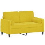 vidaXL Canapea cu 2 locuri cu pernuțe, galben, 120 cm, catifea vidaXL Canapea cu 2 locuri cu pernuțe, galben, 120 cm, catifea