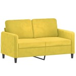 vidaXL Canapea cu 2 locuri cu pernuțe, galben, 120 cm, catifea vidaXL Canapea cu 2 locuri cu pernuțe, galben, 120 cm, catifea