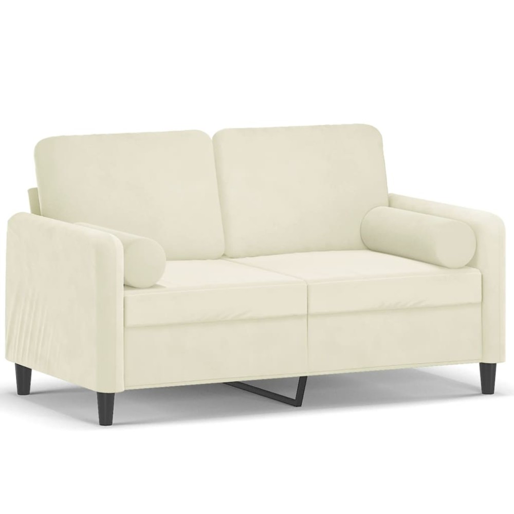vidaXL Canapea cu 2 locuri cu pernuțe, crem, 120 cm, catifea