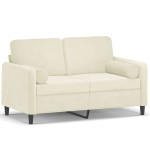 vidaXL Canapea cu 2 locuri cu pernuțe, crem, 120 cm, catifea vidaXL Canapea cu 2 locuri cu pernuțe, crem, 120 cm, catifea