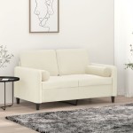 vidaXL Canapea cu 2 locuri cu pernuțe, crem, 120 cm, catifea vidaXL Canapea cu 2 locuri cu pernuțe, crem, 120 cm, catifea