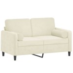 vidaXL Canapea cu 2 locuri cu pernuțe, crem, 120 cm, catifea vidaXL Canapea cu 2 locuri cu pernuțe, crem, 120 cm, catifea