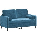 vidaXL Canapea cu 2 locuri cu pernuțe, albastru, 120 cm, catifea