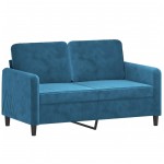 vidaXL Canapea cu 2 locuri cu pernuțe, albastru, 120 cm, catifea
