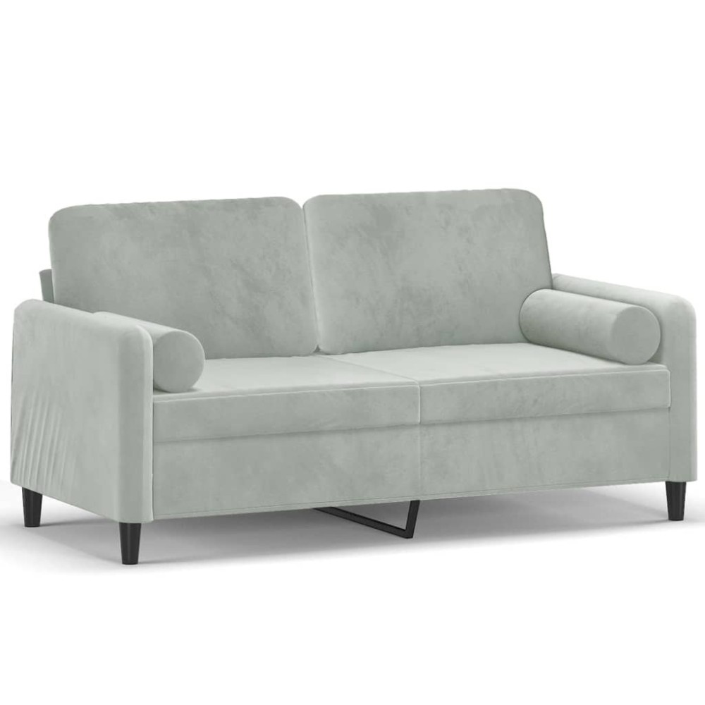 vidaXL Canapea cu 2 locuri cu pernuțe, gri deschis, 140 cm, catifea