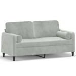 vidaXL Canapea cu 2 locuri cu pernuțe, gri deschis, 140 cm, catifea vidaXL Canapea cu 2 locuri cu pernuțe, gri deschis, 140 cm, catifea