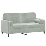 vidaXL Canapea cu 2 locuri cu pernuțe, gri deschis, 140 cm, catifea vidaXL Canapea cu 2 locuri cu pernuțe, gri deschis, 140 cm, catifea
