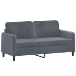 vidaXL Canapea cu 2 locuri cu pernuțe, gri închis, 140 cm, catifea