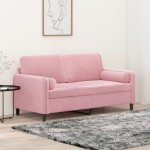 vidaXL Canapea cu 2 locuri cu pernuțe, roz, 140 cm, catifea