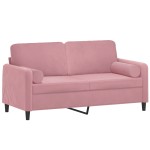 vidaXL Canapea cu 2 locuri cu pernuțe, roz, 140 cm, catifea