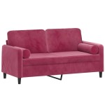 vidaXL Canapea cu 2 locuri cu pernuțe, roșu vin, 140 cm, catifea