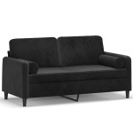 vidaXL Canapea cu 2 locuri cu pernuțe, negru, 140 cm, catifea vidaXL Canapea cu 2 locuri cu pernuțe, negru, 140 cm, catifea