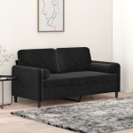 vidaXL Canapea cu 2 locuri cu pernuțe, negru, 140 cm, catifea vidaXL Canapea cu 2 locuri cu pernuțe, negru, 140 cm, catifea