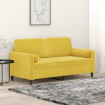 vidaXL Canapea cu 2 locuri cu pernuțe, galben, 140 cm, catifea vidaXL Canapea cu 2 locuri cu pernuțe, galben, 140 cm, catifea