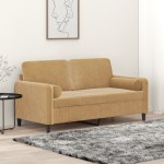 vidaXL Canapea cu 2 locuri cu pernuțe, maro, 140 cm, catifea vidaXL Canapea cu 2 locuri cu pernuțe, maro, 140 cm, catifea