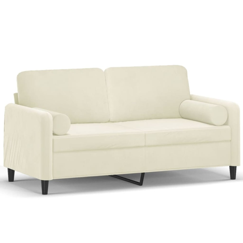 vidaXL Canapea cu 2 locuri cu pernuțe, crem, 140 cm, catifea