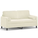 vidaXL Canapea cu 2 locuri cu pernuțe, crem, 140 cm, catifea vidaXL Canapea cu 2 locuri cu pernuțe, crem, 140 cm, catifea