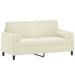 vidaXL Canapea cu 2 locuri cu pernuțe, crem, 140 cm, catifea vidaXL Canapea cu 2 locuri cu pernuțe, crem, 140 cm, catifea