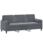vidaXL Canapea cu 3 locuri cu pernuțe, gri închis, 180 cm, catifea