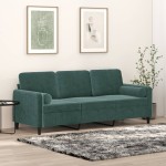 vidaXL Canapea cu 3 locuri cu pernuțe, verde închis, 180 cm, catifea vidaXL Canapea cu 3 locuri cu pernuțe, verde închis, 180 cm, catifea
