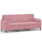 vidaXL Canapea cu 3 locuri cu pernuțe, roz, 180 cm, catifea vidaXL Canapea cu 3 locuri cu pernuțe, roz, 180 cm, catifea