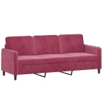 vidaXL Canapea cu 3 locuri cu pernuțe, roșu vin, 180 cm, catifea vidaXL Canapea cu 3 locuri cu pernuțe, roșu vin, 180 cm, catifea