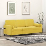 vidaXL Canapea cu 3 locuri cu pernuțe, galben, 180 cm, catifea vidaXL Canapea cu 3 locuri cu pernuțe, galben, 180 cm, catifea
